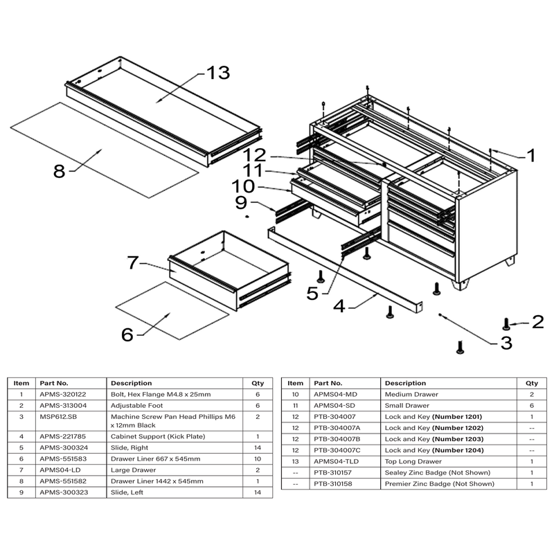 Sealey Drawer Liner 1442 x 545mm