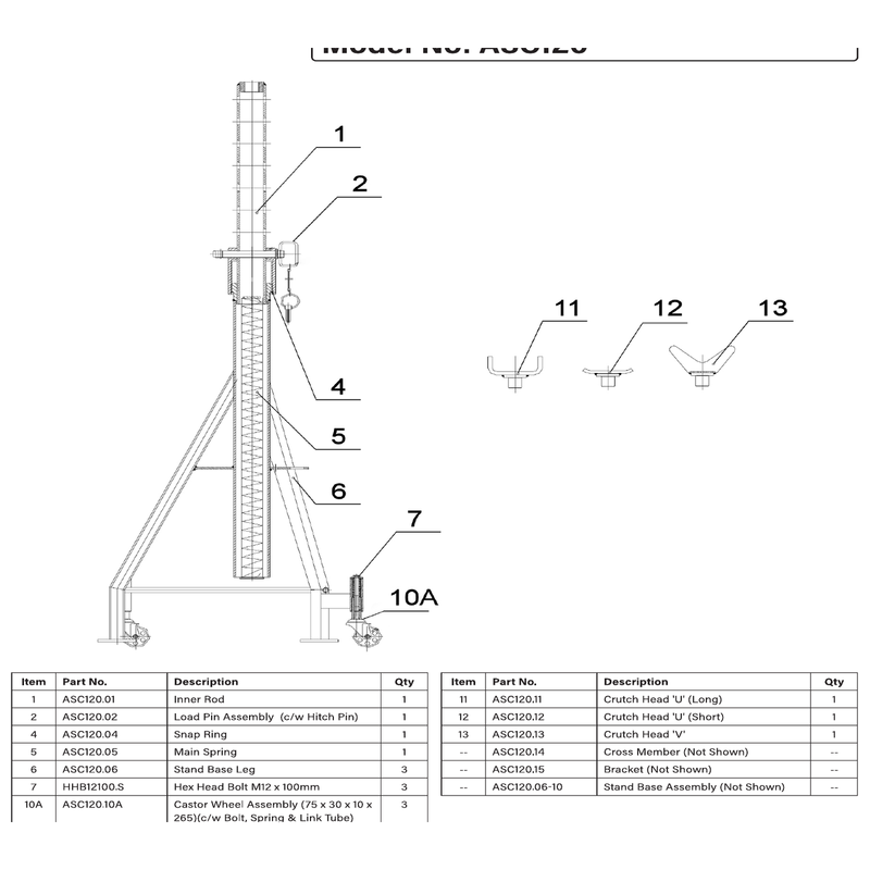 Sealey Crutch head 'u' (long)