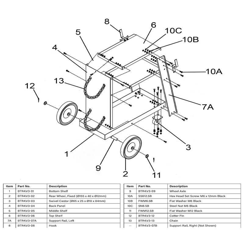 Sealey Left Support Rail