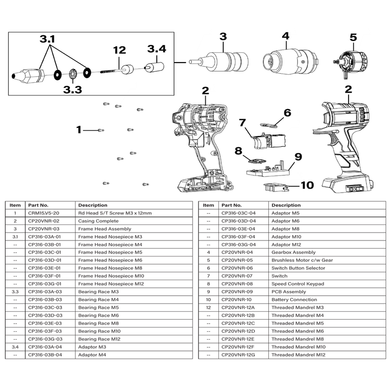 Sealey Frame Head Assembly