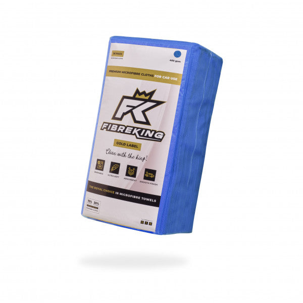 Fibre King Blue Gold Label Microfibre Cloths - 36 Pack - FK-GLMCRFBR-BL-36
