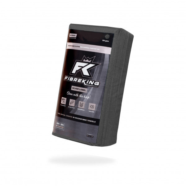 Fibre King Black Silver Label Microfibre Cloths - 36 Pack - FK-SLMCRFBR-BK-36
