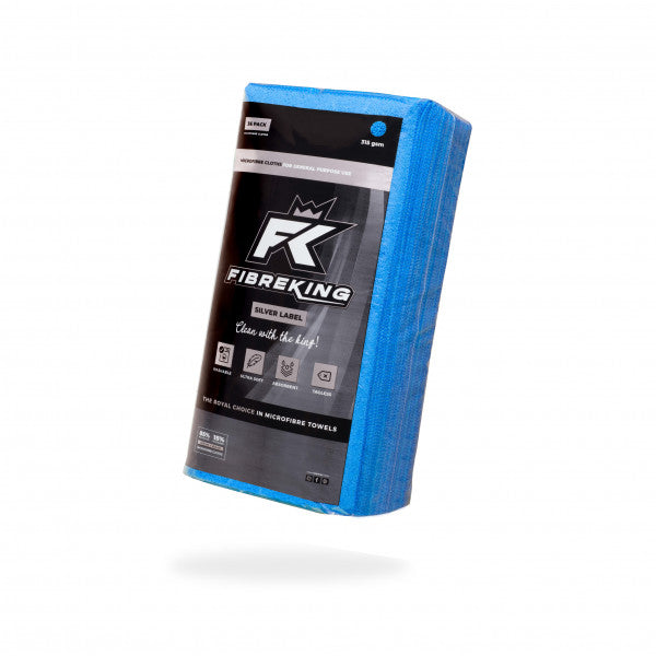 Fibre King Blue Silver Label Microfibre Cloths - 36 Pack - FK-SLMCRFBR-BL-36
