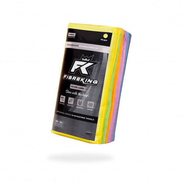 Fibre King Multi Colour Silver Label Microfibre Cloths - 36 Pack