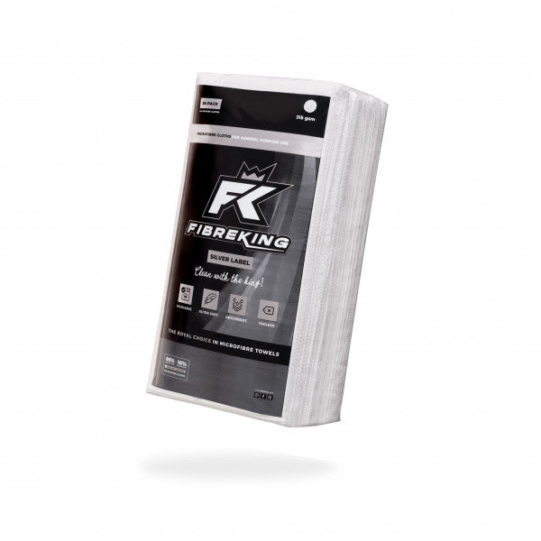 Fibre King White Silver Label Microfibre Cloths - 36 Pack - FK-SLMCRFBR-WH-36