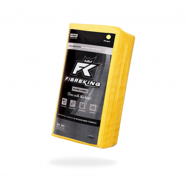 Fibre King Yellow Silver Label Microfibre Cloths - 36 Pack - FK-SLMCRFBR-YE-36
