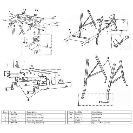 Sealey Frame Leg (2pcs/set)