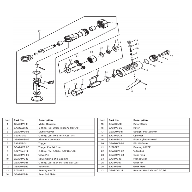 Sealey Ratchet head kit 1/2"sq dr