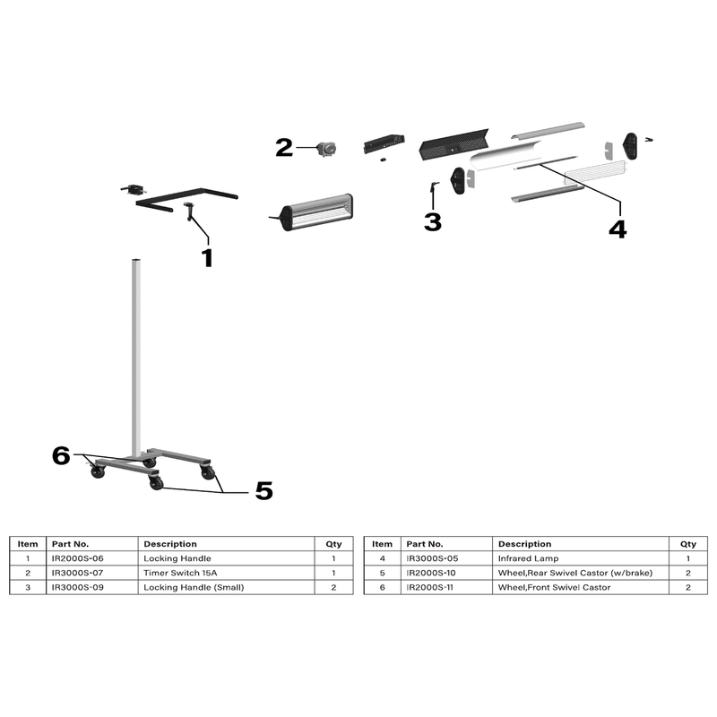 Sealey Wheel,Rear Swivel Castor (w/brake)