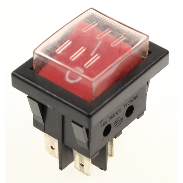 Sealey switch, red on/off rocker c/w cover (16a/250v) 25/T100
