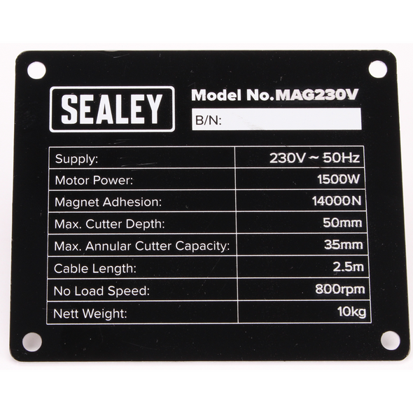 Sealey Nameplate (for MAG230V only)