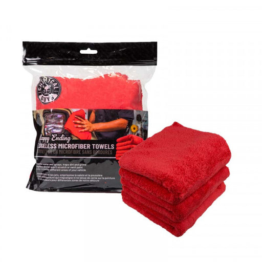 Chemical Guys Happy Ending Edgeless Microfiber Towels - Red (3 Pack) - MIC34103