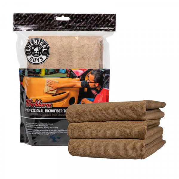 Chemical Guys Workhorse Microfiber Tan (3 Pack) - MIC34403
