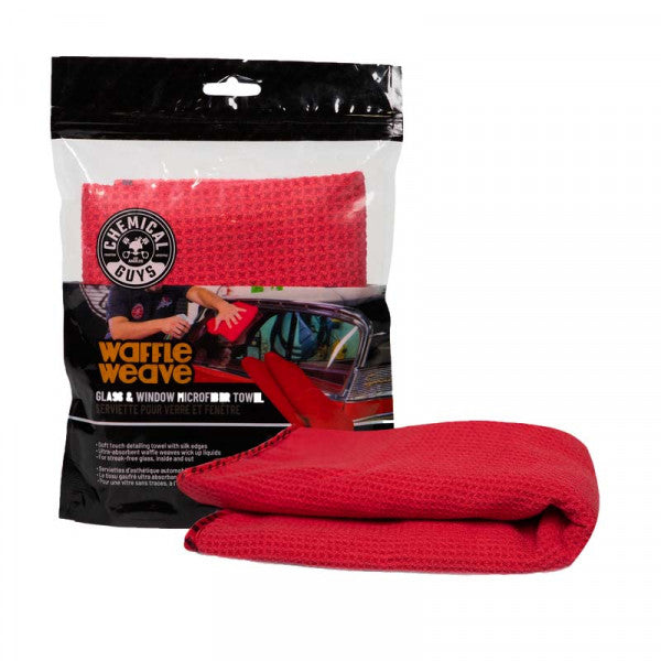 Chemical Guys Waffle Weave Glass And Window Microfiber Towel - Red - MIC707