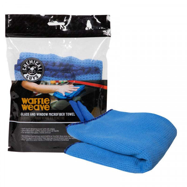 Chemical Guys Waffle Weave Glass And Window Microfiber Towel - Blue - MIC708