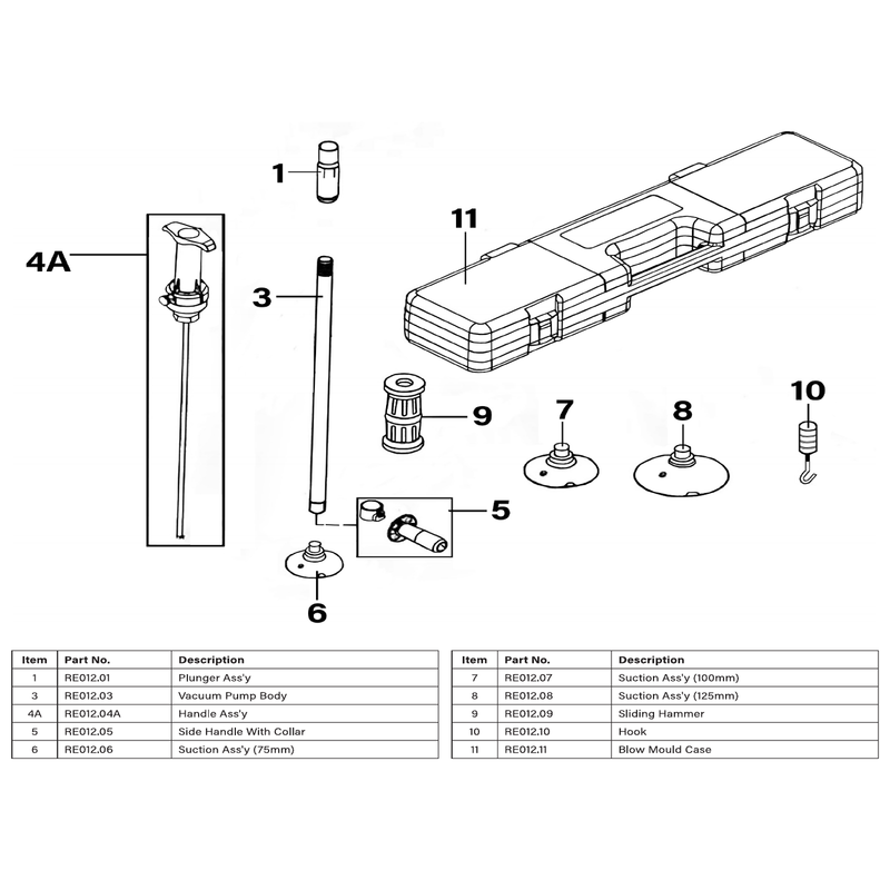 Sealey Suction ass'y (125mm)
