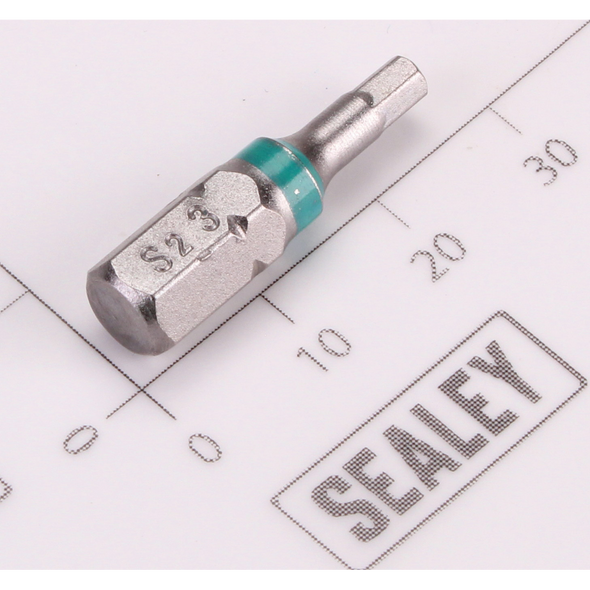 Sealey 1/4"Dr Hex Bit 3mm 25mmL (Green)