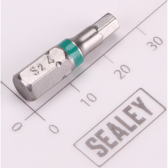 Sealey 1/4"Dr Hex Bit 4mm 25mmL (Green)