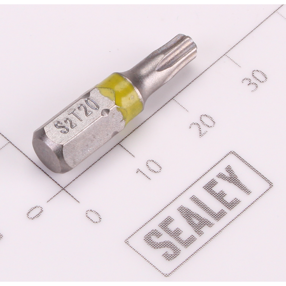 Sealey 1/4"Dr Trx-Star Bit T20 25mmL (Yellow)