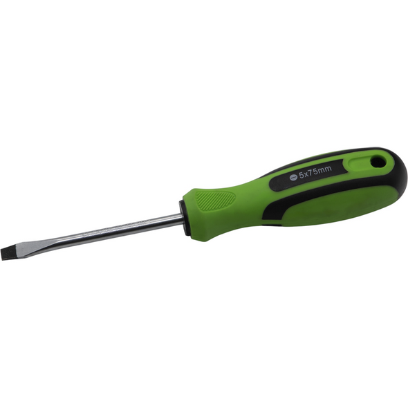 Sealey Slotted Screwdriver SL5 x 75mml (Green/Black)
