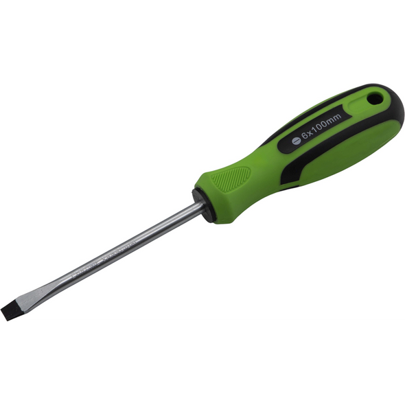Sealey Slotted Screwdriver SL6 x 100mml (Green/Black)