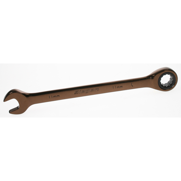 Sealey Coloured ratchet spanner 11mm 'brown' (full pol)