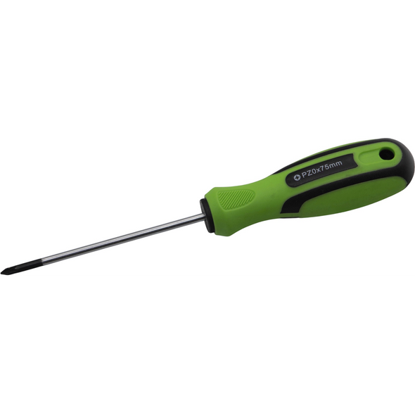Sealey Pozi Screwdriver PZ0 x 75mml (Black/Green)