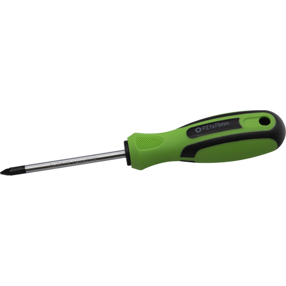 Sealey Pozi Screwdriver PZ1 x 75mml (Black/Green)