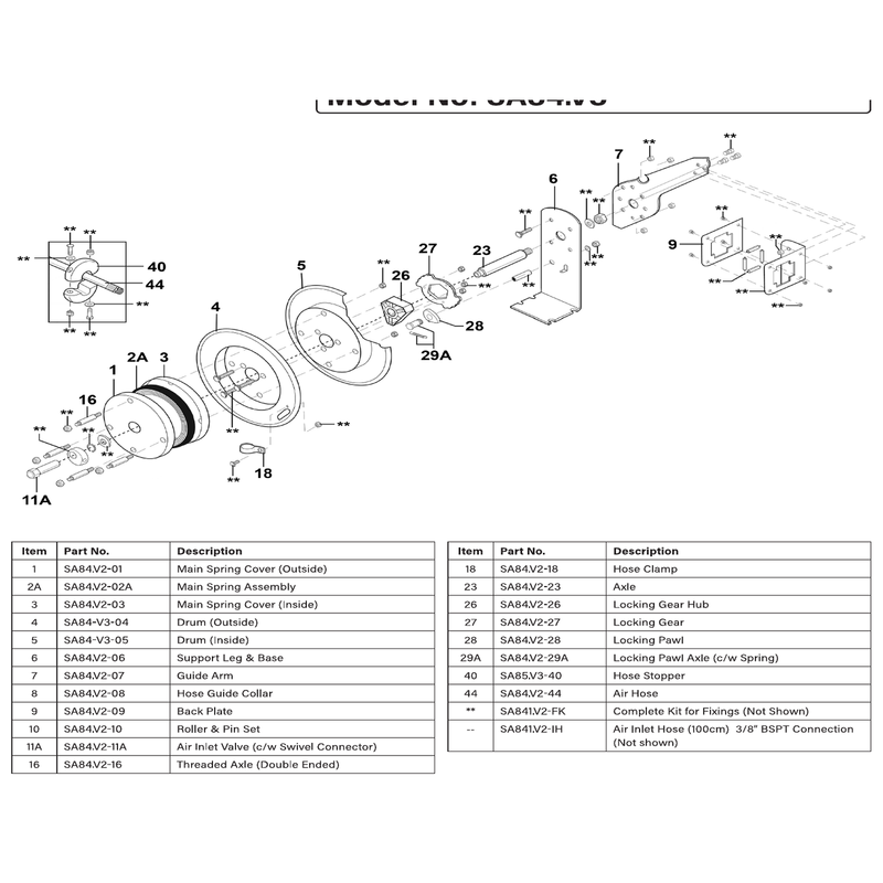 Sealey Air Inlet Hose 3/8" BSPT Connection (Short)
