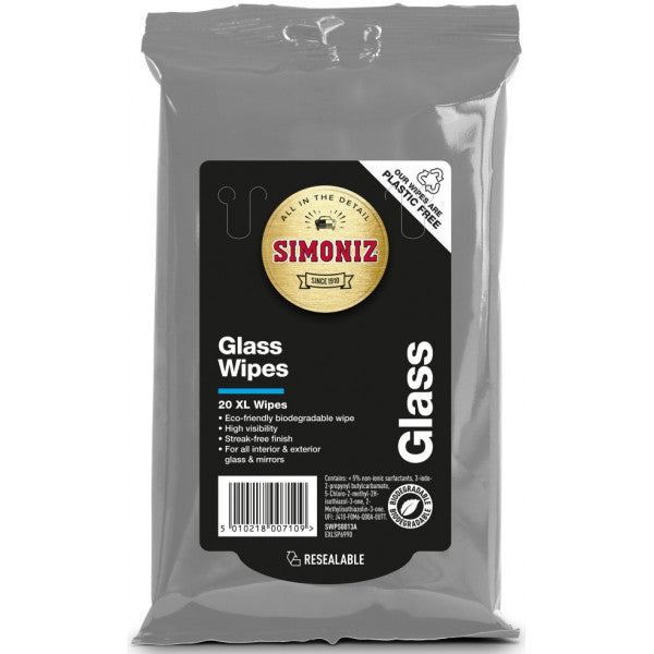 Simoniz Car Glass Wipes - Pack of 20, Eco-Friendly