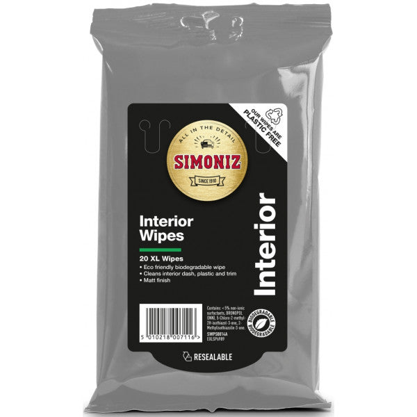 Simoniz Interior Wipes XL - Eco-Friendly Pack of 20