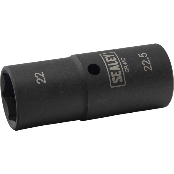 Sealey 1/2"Dr Deep Impact Socket 80mm Double Ended 22-22.5mm