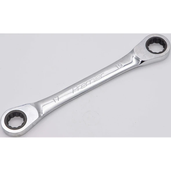 Sealey Micro-lock ratchet dbl ring spanner (17x19)