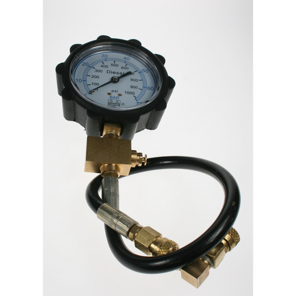 Sealey Gauge & hose ass'y c/w coupler elbow 1000psi 70bar