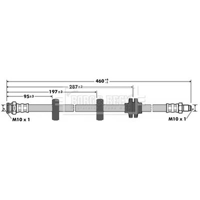 Borg & Beck Brake Hydraulic Hose Line Rear Left BBH7373
