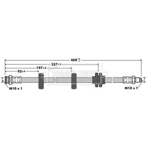 Borg & Beck Brake Hydraulic Hose Line Rear Left BBH7373
