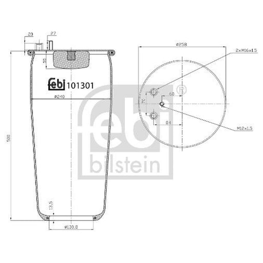 Febi Air Suspension Bellow 259mm Rear 101301