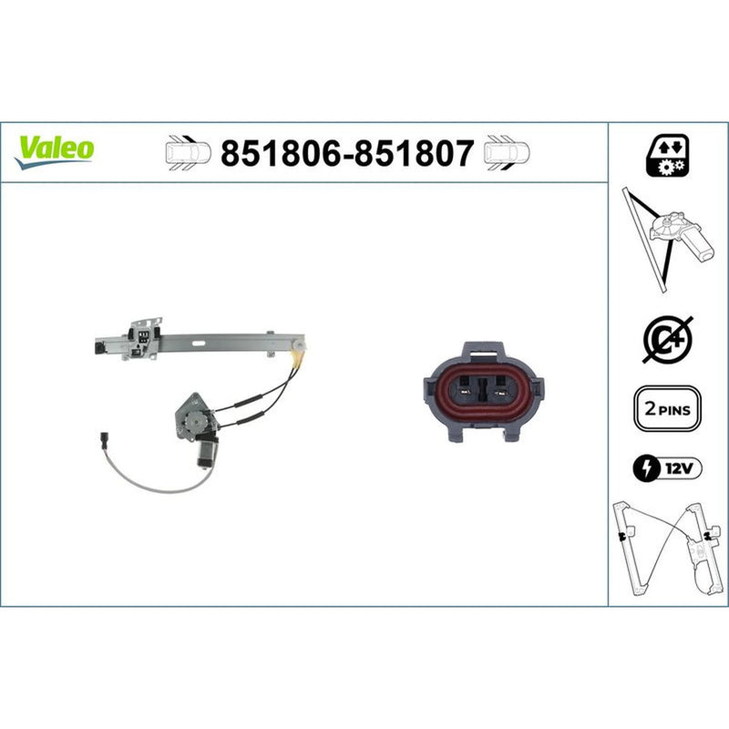 Valeo Electric Window Regulator Lifter Left Front 851806