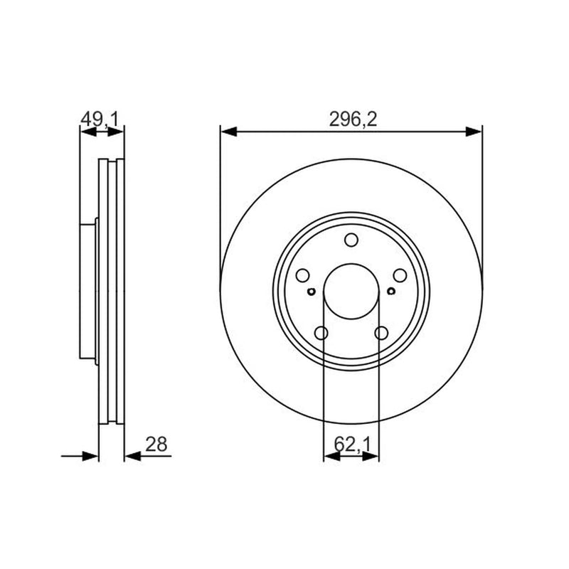 Bosch 2 x Vented Front Brake Discs 0 986 479 R28