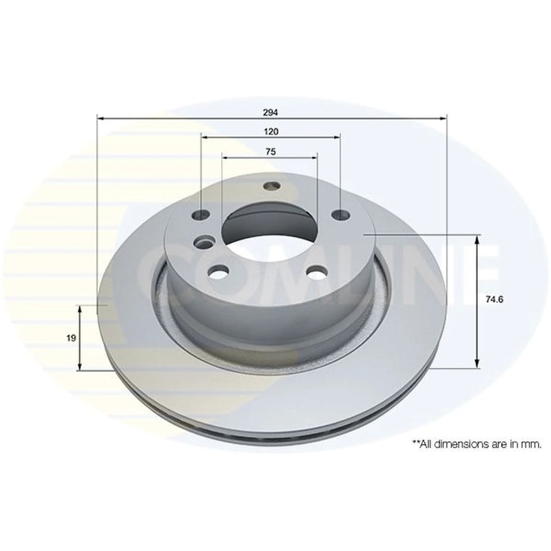 Comline 2 x Internally Vented Rear Brake Discs ADC1759V