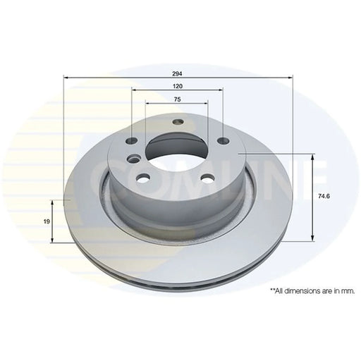 Comline 2 x Internally Vented Rear Brake Discs ADC1759V