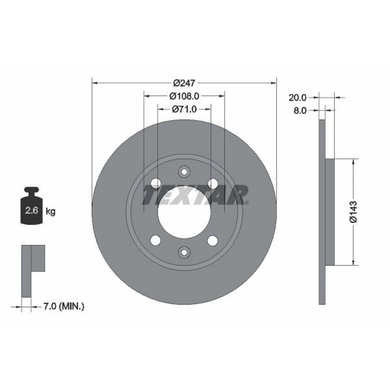 Textar 2 x Solid Rear Brake Discs 92043200-x2