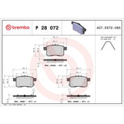Brembo 4 x Rear Brake Pad Set P28072