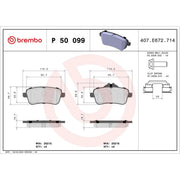 Brembo 4 x Rear Brake Pad Set P50099