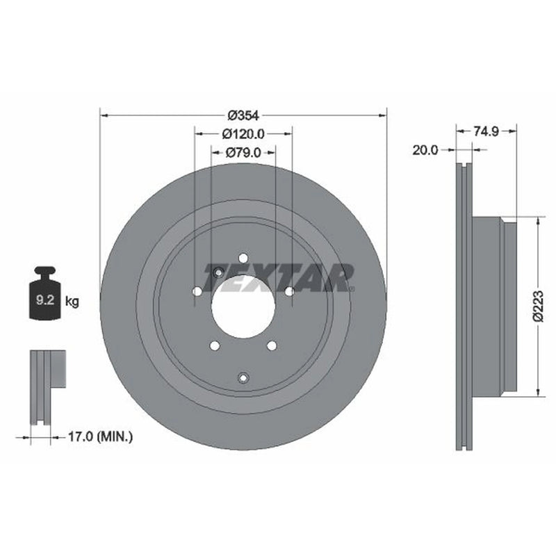 Textar 2 x Rear Brake Discs 92175503