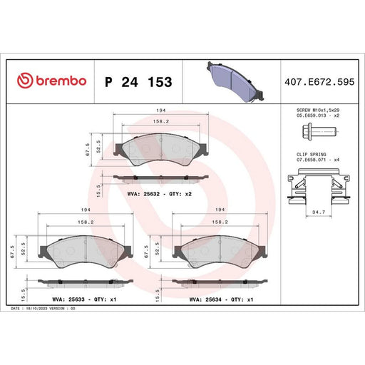 Brembo 4 x Front Brake Pad Set P24153