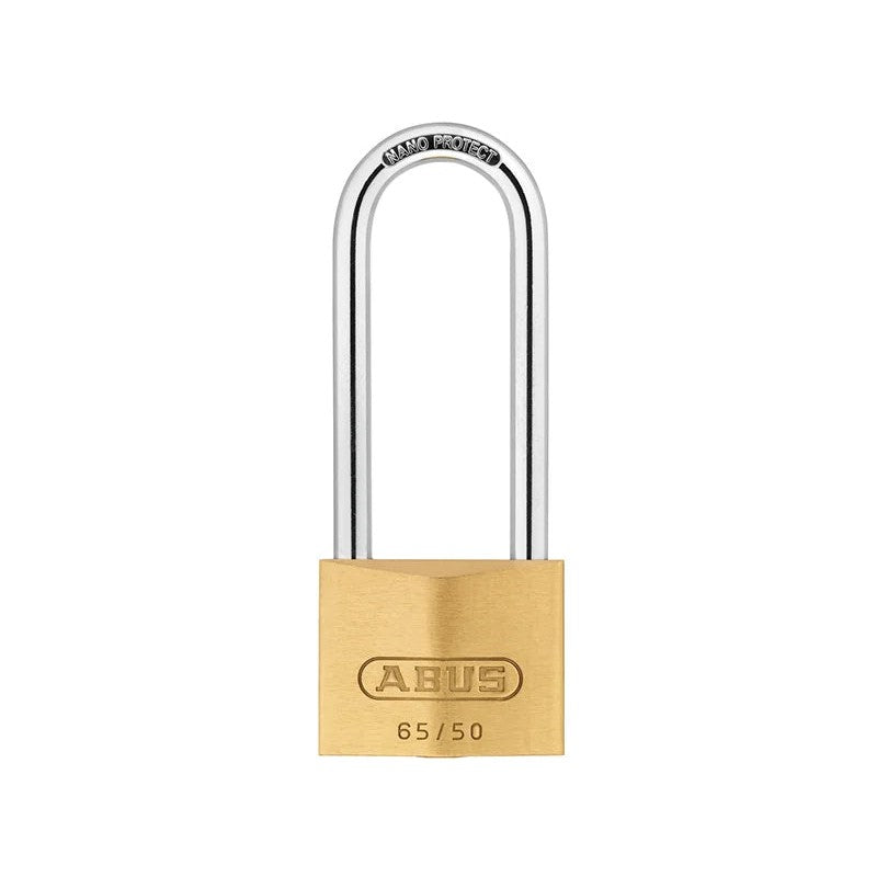 ABUS Mechanical 65/50mm Brass Padlock 80mm Long Shackle Keyed Alike 6504