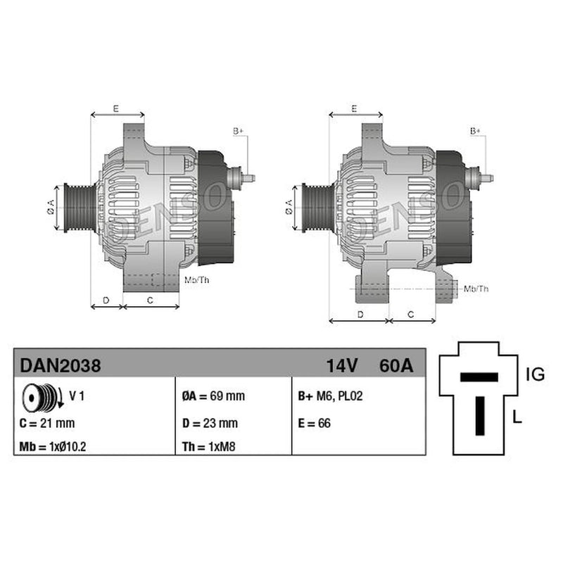 Denso Car Alternator 12V DAN2038