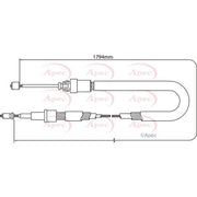 Apec Handbrake Cable Left Rear CAB1335