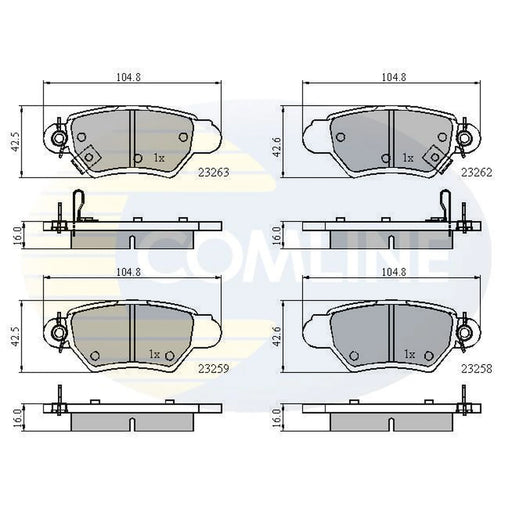 Comline 4 x Rear Brake Pad Set CBP3750